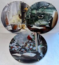 Set of 3 Kevin Daniel Plates Cardinal Gold Finch Chickadee Bradford Exchange picture