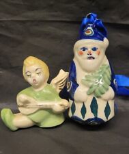 Polish Pottery christmas ornament Santa Claus  and angel playing guitar  # 4118 picture