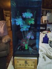 Vintage 1980's Fibre Optic Color Changing Flower Lamp With Clock picture