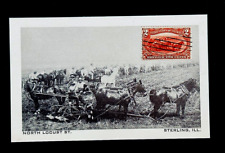 1898 Trans Mississippi 2c Stamp Postcard - STERLING ILLINOIS Farming Horse Team picture
