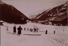 France, Chamonix, the ski race in the bottom of the valley vintage print, shooting picture