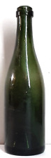 Antique Dark Green Hand Blown Wine Bottle c1800’s Deep Punt 10”  Tall picture