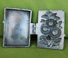 Antique Pewter Ice Cream Mold Mould Butter Chocolate Daisy Flower Hinged 1920s picture