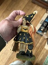 Bethany Lowe Halloween Camilla Witch With Black Cat Figurine picture
