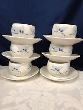 VINTAGE HAENGNAMSA SNOWBONE FINE CHINA Snowy Egret 6 Tea Cup & Saucers Mint Cond picture