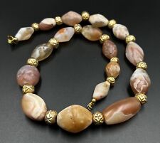 Ancient Neolithic Stone Age Gems Jewelry Pink Agate Old Beads Necklace picture