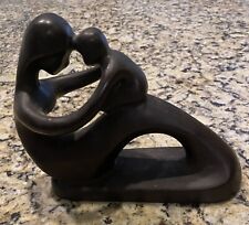 Mother & Child Abstract Wooden Carved Sculpture Figurine. 7” Wide.  picture