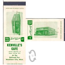 Vintage Matchbook Cover Kenville's Cafe Mackinaw City Michigan 1950s Restaurant picture