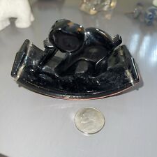 Roly Poly Rocking Elephant Ink Blotter ~ Black Amethyst Glass 1930’s Antique picture