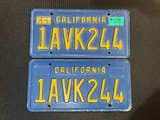 CALIFORNIA PAIR OF LICENSE PLATES BLUE 1AVK244 OCTOBER 1996 1 AVK 244 PLATE TAGS picture