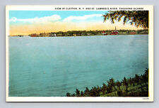 View Clayton NY St Lawrence River Thousand Islands White Border Postcard picture