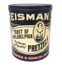 Vintage Reisman's Large Metal Pretzel Tin 12