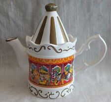 Vintage Ceramic Teapot Carousel Merry Go Round Circus Animals SCC Stamp picture