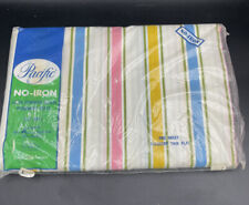 VTG Pacific Muslin Twin Flat Sheet Stripe Pink Yellow Blue picture