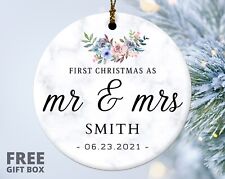 Personalized First Christmas Married Ornament, Newly Married Gift Ornament picture