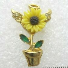 Yellow Flower in Container Lapel Pin (B322) Made in USA picture