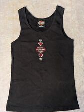 Women's Harley Davidson Tank Top Red White Hearts Emblem Bowling Green Kentucky picture