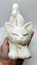 Vintage Stretching Yawning Wht Cat Shaped Candle 8