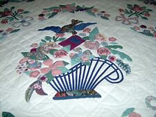 Queen Amish Hand Made Flower Basket Quilt 95 wide x 109 long picture