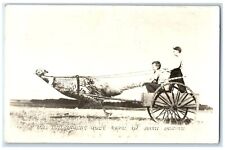 1944 Pheasant Bird Pulling Kids Wagon Pawnee City Nebraska RPPC Photo Postcard picture