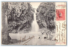 c1905 Men Sitting on Rocks Virgin Waterfall Tenerife Spain Antique Postcard picture