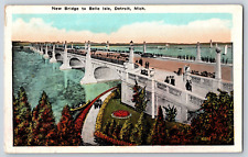 New Bridge to Belle Isle Detroit Michigan Vintage Postcard picture
