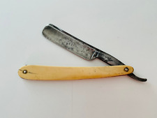 Old Vtg R. Hovenden & Son Shaving Straight Razor Blade Knife Cream Color Handle picture