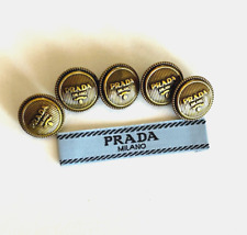 PRADA Buttons Set of 5  18mm Aged Gold Tone Metal  + Label picture