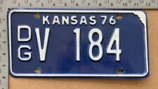 1976 Kansas license plate DG V 184 YOM DMV Douglas clean BLUE lovely 15179 picture