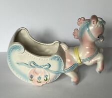 Vintage Ceramic Planter Pony Carrier #E3388 picture