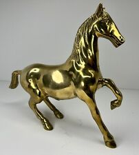 Vintage Equestrian Prancing Stallion Figurine 10” Statue Solid Brass Horse Decor picture