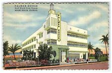 c1930-45 Postcard Palmer House Miami Beach Florida Art Deco Hotel Ocean Palms picture