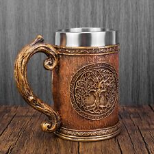 Norse Tree of Life Viking Mug Resin&Stainless Steel Beer Cup Celtic Tree Mug picture