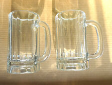 Vintage Pair of Thick Heavy Libbey 16oz 10 Panel Beer Mugs Very Nice Clear Glass picture