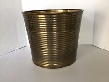 VINTAGE SOLID  BRASS RIBBED WASTE BASKET - 10” Tall picture