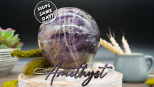 Big Purple White Dream Amethyst Crystal Sphere Healing Birthstone Gemstone Gift picture