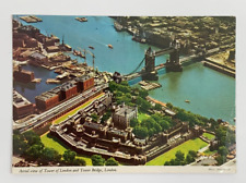Aerial View of Tower of London and Tower Bridge London England Postcard Posted picture