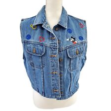 Vintage 90’s Disney Store Womens Size XL Embroidered Peace Love Mickey Denim picture