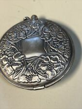 Vintage Round Compact with Mirror & Picture Pewter 2.5