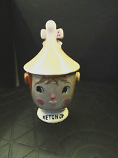 Commodore Vintage Pixieware Ketchup Condiment Jar MCM attached spoon missing picture
