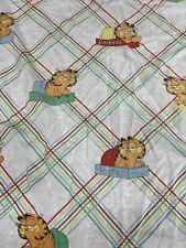 Vintage 1978 Garfield Sleeping Box Striped Twin Fitted Sheet Made in USA picture