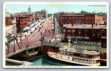 Huron Street & the Ferry Landing Port Huron Michigan Piano Store 1912 Postcard picture