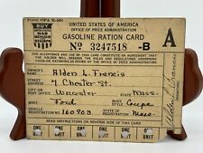 Vintage 1942 Gasoline Ration Card Form OPA R-501 Punched Massachusetts picture