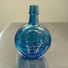 VTG Wheaton Mini Presidential Bottle Blue Carnival Glass Wm. Henry Harrison 1971 picture