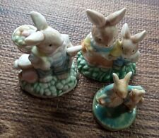VTG. Ceramic Gardening Bunny Figurine Set Of 3 picture