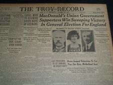 1931 OCTOBER 28 TROY MORNING RECORD - MACDONALD'S UNION GOVERNMENT WINS- NT 7492 picture