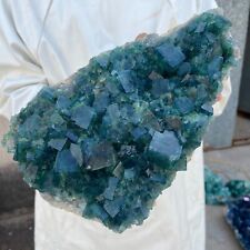 12.9lb Large Natural Green cube FLUORITE Quartz Crystal Cluster Mineral Specimen picture