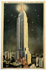 Empire State Building at Night New York City New York NYC Linen 1944 Postcard picture