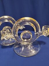 SALE WAS 40. VTG 1930S PR ART DECO CANDLE HOLDERS INDIANA GLASS picture