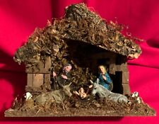 Nativity,Holy Family,Sheep,Donkey,Ox,Creche,Manger,Vintage,Plastic,Wood,Christma picture